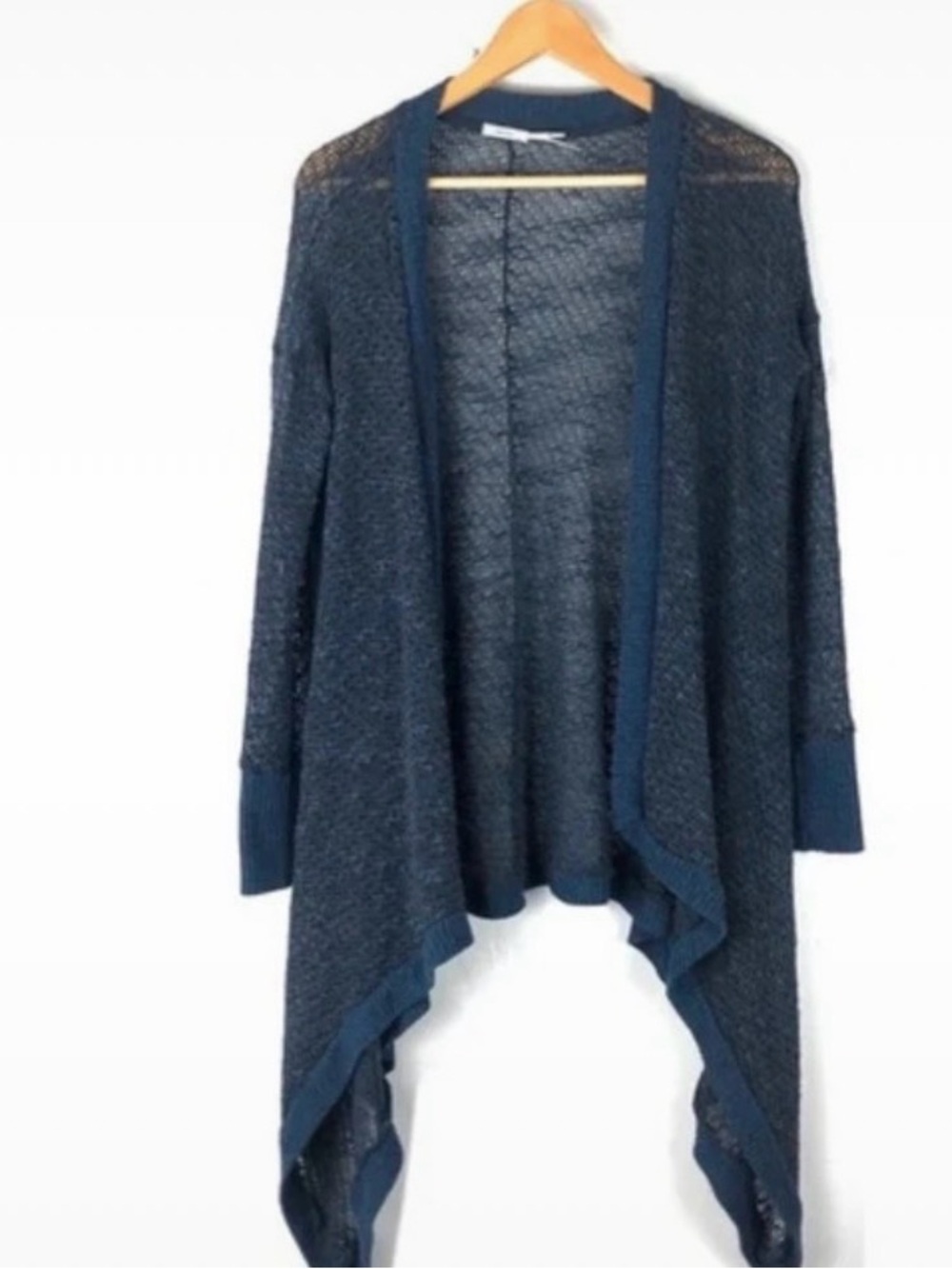 Kimchi Blue Navy Open-Front Draped Knit Cardigan-L